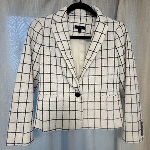 J. Crew White and Black Grid Blazer size 0